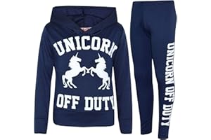 A2Z 4 Kids® Kinder Mädchen Tops Designer Unicorn Off Duty Aufdruck Mit Kapuze Crop Top & Legging Lounge Wear Satz Alter 7 8 9 10 11 12 13 Jahre