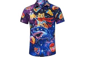 RAISEVERN Mens Hawaiian Shirts Short Sleeve Funny Ugly Casual Shirt, M-XXL