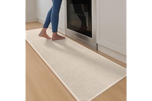Jinfanshurich Küchenläufer Waschbar rutschfest, Teppich für Küche, Flur & Waschküche, Saugfähig, Pflegeleicht, Langlebig, Küchenteppich für Küche, Flur, Outdoor 43.5x180 cm (Beige)