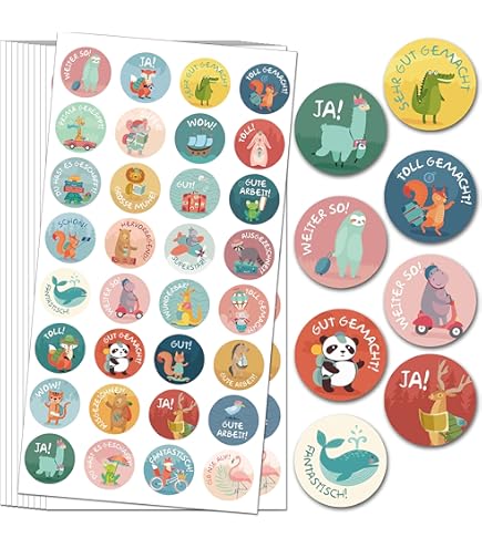 Ronde dierenstickers - 500 stuks beloningstickers, dierenstickers op