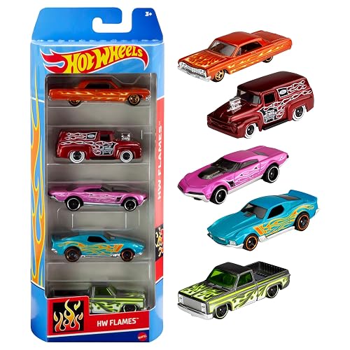 Hot Wheels Set of 5 Toy Cars (Assorted Styles, One Random Set), Extreme Race, Toy Vehicles in 1:64 Scale with Realistic Details and Decos, Collectible Cars for Kids Ages 3 and Up, 01806