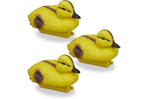 Relaxdays Anatre da Stagno, Anatroccoli, Baby Duck Galleggianti, Plastica, Figure Deco, Laghetto,Giardino, Giallo-Nero