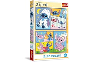 Trefl - Puzzle 2w1: Lilo & Stitch, Ze Stitchem nie ma Nudy - 2 x 70 Elementów, Zestaw Dwóch Układanek dla Dzieci od 4 lat