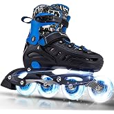 Kuxuan Skates Adjustable Inline Skates for Kids Illuminating Skates Fun for Girls, Boys, Women Beginners Indoor Outdoor