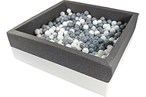 Rainbow Kids - XXL Luxus Bällebad Bällepool Bällebecken Spielbälle Kugelbad Bällchenbad Spielbecken Ball Bällepool (120x90x40 mit 400 Bällen)- Grau-Weiss