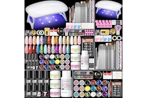 Akrylowy zestaw do paznokci Coscelia, kompletny zestaw startowy, 3 kolory akrylowego pudru do paznokci z 30 ml płynu akrylowego, 6 sztukami lakieru do paznokci UV z lampą UV, akrylowy zestaw startowy