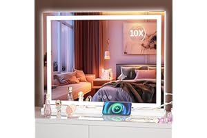 Hasipu Vanity Mirror with Lights, 58 x 48cm LED Makeup Mirror, Lighted Make up Mirrors with Dimmable 3 Modes, Touch Screen Control Vanity Mirrors Square White
