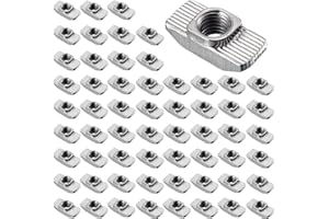 Bikasun 60 Pièces Écrous Coulissants, T Slot Nuts M6, Écrous en T Nuts en Acier Au Carbone Zingué Série 3030, Écrous en T pour Profilé en Aluminium Standard Européen pour Extrusion EU30-M6*15.5 * 8