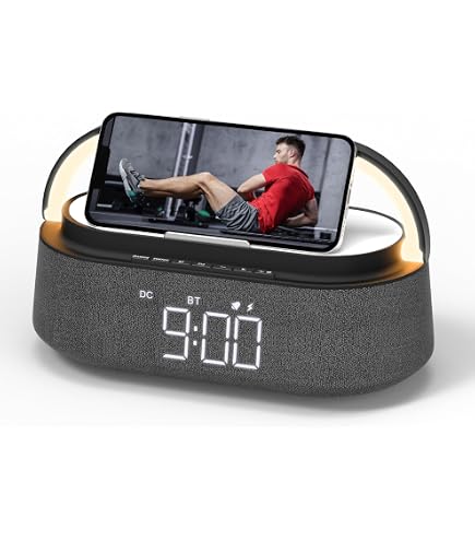 Sveglia Con Caricabatterie Wireless 15W – Display LED, Snooze Intelligente, Temp E Data, Per Comodino (Nero)