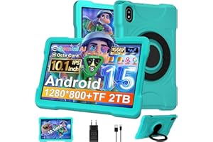 UJJ Tablette 10 Pouces Android 15 avec 30Go RAM+TF 2To,Octa-Core 2.0 GHz/GMS, Gemini AI/Widevine L1,WiFi 6/Bluetooth 5.0,5MP+8MP,1280*800,Tablette Tactile avec EVA Cas antichute+360° Rotatif Support