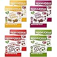 Kiddylicious 12 Month+ Tiddlers & Wrigglers Mixed Variety Pack - Banana and Raspberry Crispy Tiddlers, Apple and Strawberry Fruit Wriggles (8 x 48g)