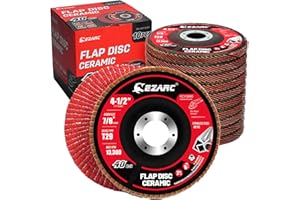 EZARC Dische a lamelle in ceramica con granulometria 40, dische di levigatura a lamelle da 115 mm, ruota di smerigliatura in ceramica di tipo 29 per acciaio inossidabile, metalli non ferrosi, 10 pezzi