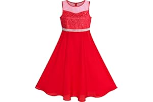 Sunny Fashion Vestito Bambina Strass Chiffon Damigella d'Onore Danza Palla Maxi Toga 6-14 Anni