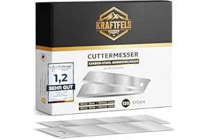 KRAFTFELS 120x Profi Cuttermesser Klingen 18mm - Ersatzklingen Cuttermesser aus hochwertigem Carbonstahl - Klingen Cuttermesser - Ultra scharf & stabil - Abbrechklingen für Cutter Messer – Silber…
