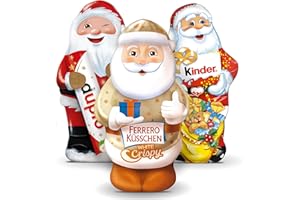 SWEET BUDDIES Weihnachtsmänner 3er Mix: Kinder Vollmilch, Küsschen White Crispy &Duplo – Festliche Schokolade im Nikolaus-Stil - Ideal für Weihnachten und winterliche Naschereien (75, 55 & 72g)