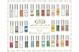 AL REHAB Business Square - 6ml Véritable Attar Parfum Sans Alcool Musk Oud Roll on Frangance Haute Qualité Convient à Homme, Femme 100% neuf et original (Blanc)