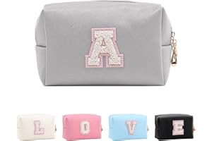 Anntry trousse da borsa,Borse con iniziali personalizzate con cerniera, borsa cosmetica carina,Multifunzionale Trousse da Viaggio per Trucchi in pelle PU,Borsa Toilette per Donne ragazze (A-Z)