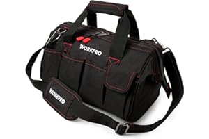 WORKPRO Werkzeugtasche Transporttasche Universal mit weiter Reißverschluss Öffnung verstellbarer Schultergurt 350X240X230MM