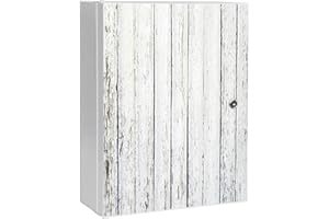 ‎BANJADO banjado® XXL Medizinschrank abschliessbar mit Motiv Weißer Bretterzaun 35x46x15cm - großer Arzneischrank/Medikamentenschrank aus Metall zur Medikamenten Aufbewahrung - Apothekerschrank3 Schlüssel