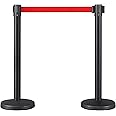 Yaheetech Heavy Duty Retractable Crowd Control Barriers Queue Control Post Rope Barriers Safety Queuing Stanchion Post 2m Belt Red