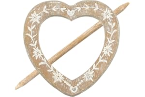 BEAUTEX GARDINEN Raffhalter Gardinenspange Holz Herz mit Gravur und separatem Stift, Farbe wählbar (Sand)