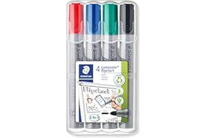 Staedtler 356 WP4 - Pennarelli per lavagne a fogli mobili, Multicolore, 2 mm, Confezione da 4