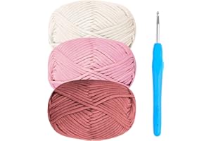 RENYIZ Pelote de laine épaisse pour crochet, 3 x 50 g, fil amigurumi pour débutants avec crochet de 4 mm, kit de démarrage facile à crochet, rouge