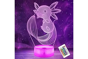 OkiyiD Axolotl Nachtlicht, Axolotl Geschenk mit Fernbedienung + Touch 16 Farbblitzwechsel + Timer Kinderzimmer Dekor beste Festival Geburtstagsgeschenke