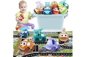 Hantehon Vehicle Toys for 1 Year Old, Car Toys for Boys Gifts, 12-18 Months Toddler Pull Back Toy Cars- 8 Sturdy Cute Cars - Christmas Birthday Gift Set for 1 2 3 4 Years Old
