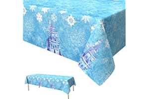 ‎XINVERY Xinvery Schneeflocken Tischdecke, Blau Weiß Party Tischdecke Schnee EIS Rechteck Wasserdicht Dünn Plastic Tischtuch für Geburtstag Weihnachten Party Dekorationen 137 x 274cm