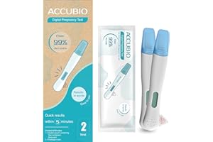 ACCUBIO Test de Grossesse Numérique Avec Plus de 99% de Précision, Eésultats en 5 Minutes, Test de Grossesse HCG Emballé Individuellement, Détection Précoce à Domicile Sensible, 25 mIU/ml 2Tests