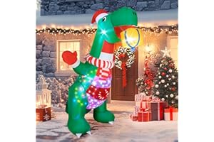 WOTHFAV Dinosaurio Hinchable Navidad 8FT LED Luz para Decoración Exterior e Interior