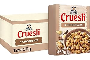 QUAKER CRUESLI 3 CHOCOLATS Lot de 12x450G