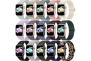 Jiamus 15 Stück Nylon Elastisch Solo Loop Armband kompatibel mit Apple Watch Armband 40mm 44mm 41mm 45mm 38mm 42mm 49mm Damen Herren,weiche Stoff Sport bänder für iWatch SE Ultra Series 8 7 6 5 4 3 2