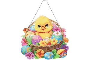 Uixxducc Diamond Painting Ostern Diamant Malerei Ornamente Ostereier Hase Acryl Anhänger Kranz mit Kette Erwachsene Basteln für Frühlingdeko (B)