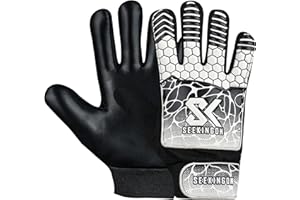 Seekingon Goalkeeper Gloves Kids, Children, Football Training Gloves with Premium Grip, Weather-resistant, Breathable, Latex Goalie Gloves Sizes 4/5/6/7