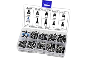 Aussel 10 Valores 180 Piezas Botón pulsador táctil Micro Momentary Tact Assortment Kit