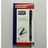Kraf Permanent Marker Asetat Kalemi, Yeşil, Orta U&ccedil; (M), Suya Dayanıklı, CD/DVD/Cam/Plastik/Metal, Silgili, 12'li Paket