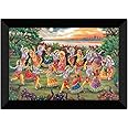 SAF paintings dancing Radhe Krishna and gopiya Rasleela UV Textured Synthetic Frame Painting SAFK104