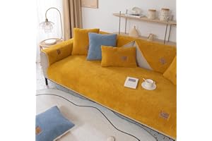 Yidaxing Sofabezug Samt 1 2 3 4 Sitzer, Weicher Couchbezug L Form, Anti-rutsch Sofaüberwurf, Cuddly Sofahusse Sofa überzug Ecksofa, Sofaschoner für Hunde(Gelb,70x150cm)