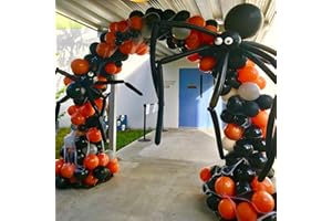 CONLEKE Halloween Balloon Garland Arch kit with Halloween Spider Web Black Orange Gray Balloons Spider Balloons for Halloween Day Party Decorations Visit the Bonropin Store