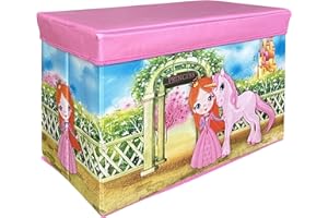 MISHMASH Large Storage Box With Lid – Children/Toddler/Baby Toy Storage Chest – Collapsible Toy Trunk – Multipurpose Storage Unit in 7 Cute Styles (Princess)