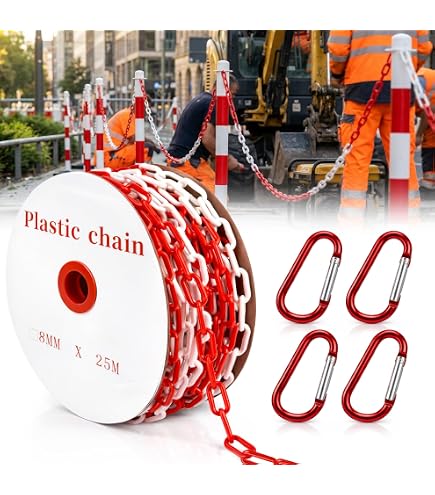 Produktbild von SNS Safety Kunststoffkette 6 Mm – Rot-weiß, 25 Meter – Absperrkette Für Messen, Baustellen & Gefahrenzonen