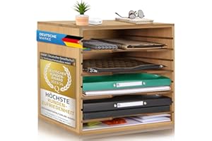 ‎DIMONO Dimono® Dokumentenablage Schreibtisch-Organizer Papierablage aus Bambus; Dokumentenhalter, Briefablage, Papierfächer Zeitschriftenständer für Zuhause, Büro, Praxis (Dokumentenablage)