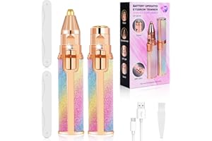ACWOO Depiladora Facial Mujer, Eléctrica Depiladora Cejas Portátil, 2 en 1 Rasuradora Mujer USB Recargable con Cabezal de Repuesto y Luz LED, Afeitadora Sin Dolor para Cara Nariz Labio (Iridiscente)