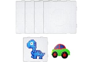 NUQIN 4PCS Hama Fuse Beads Boards, Transparent Plastic Pegboards, 5mm for Children DIY Handmade Products