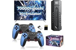 KINMRIS X2 Blu Stick per Videogiochi Retrò 4K, Emulatore per Console 256 GB, 70.000+ Giochi Retrò Integrati, 50+ Emulatori, Stick per Videogiochi Plug and Play, con 2 x 2.4G Controller Wireless Ricaricabili