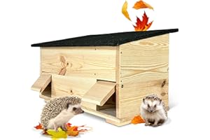 gartenetage Igelfutterhaus mit Zwei Eingängen und Rattenklappen/Igelhaus Winterfest mit Boden Katzensicher/Igelfutterhaus produziert in Deutschland & aus zertifiziertem Holz