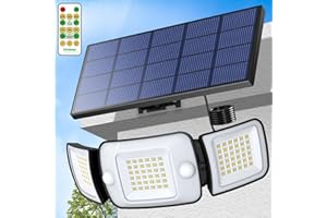 intelamp Solar Security Flood Lights Outdoor Motion Sensor with Remote Control,Waterproof Outdoor Solar Light, 6000mAh Battery Solar Security Light 3-Meter Cable Outdoor Wall Lights for Garden