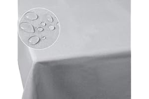 Laneetal 0800010 Obrus ​​Lniany Koc Wygląd lnu Wodoodporny Obrus ​​z Efektem Lotosu Ochrona przed plamami Łatwa w pielęgnacji Zmywalny Odporny na zabrudzenia Kanciasty 110x110 cm Jasnoszary